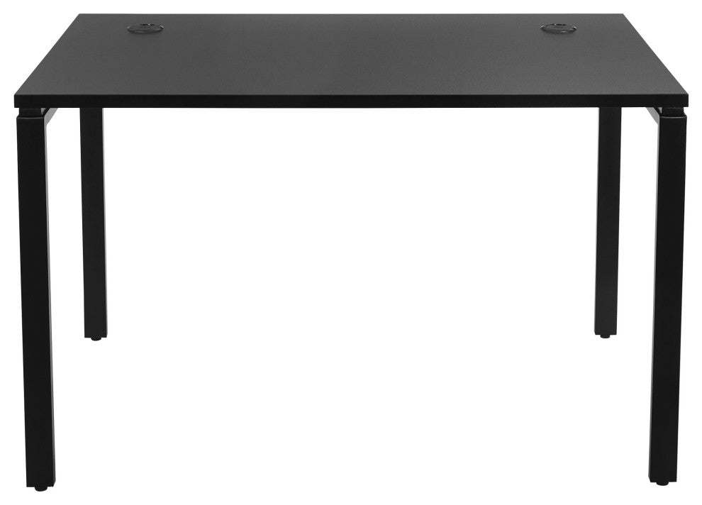 48" Writing Desk With Black Laminate Top and Black Finish Metal Legs