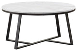 Coaster Metal Round Coffee Table in White and Matte Black
