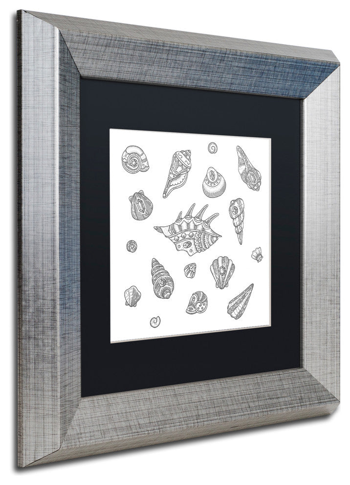 Filippo Cardu 'Shells' Art, Silver Frame, Black Mat, 11x11