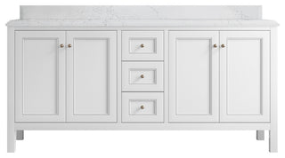 Nashville 72" Double Sink Bath Vanity, White 1.5" Empira Quartz