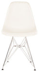DSR White Mid Century Modern Plastic Dining Shell Chair, Steel Eiffel Legs