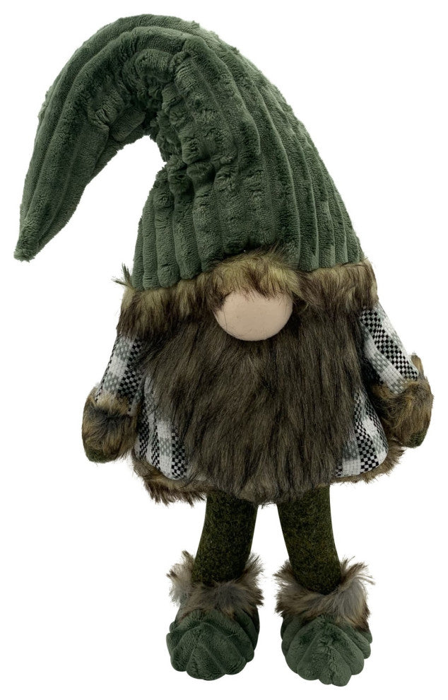 Dark Green and Plaid Fabric Gnome