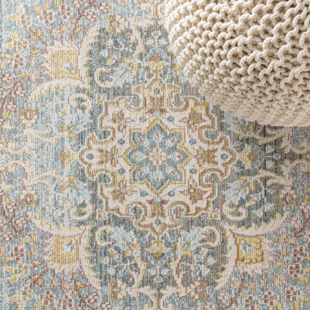 Goa Floral Medallion Traditional Area Rug, 5 X 8