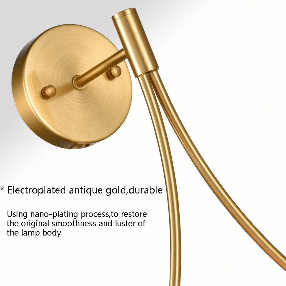 Modern Globe Wall Sconce Bath Vanity Wall Light Fixture Brass Finish, 2-Pack
