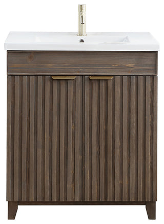 Palos Bathroom Vanity, Spruce Aged Brown, 30", Ceramic Top, No Mirror