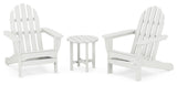 Polywood Classic 3-Piece Adirondack Chair Set With Table, White