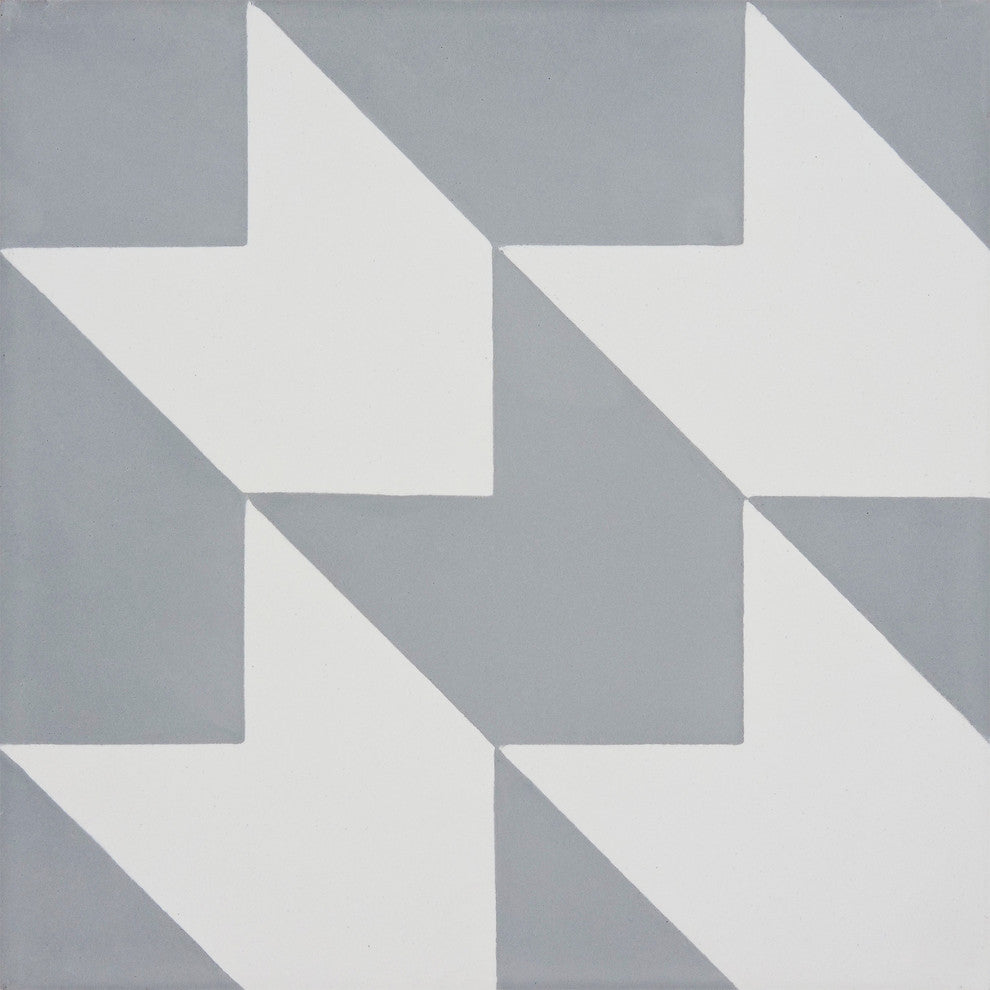 8"x8" Oujda Handmade Cement Tile, Gray/White, Set of 12