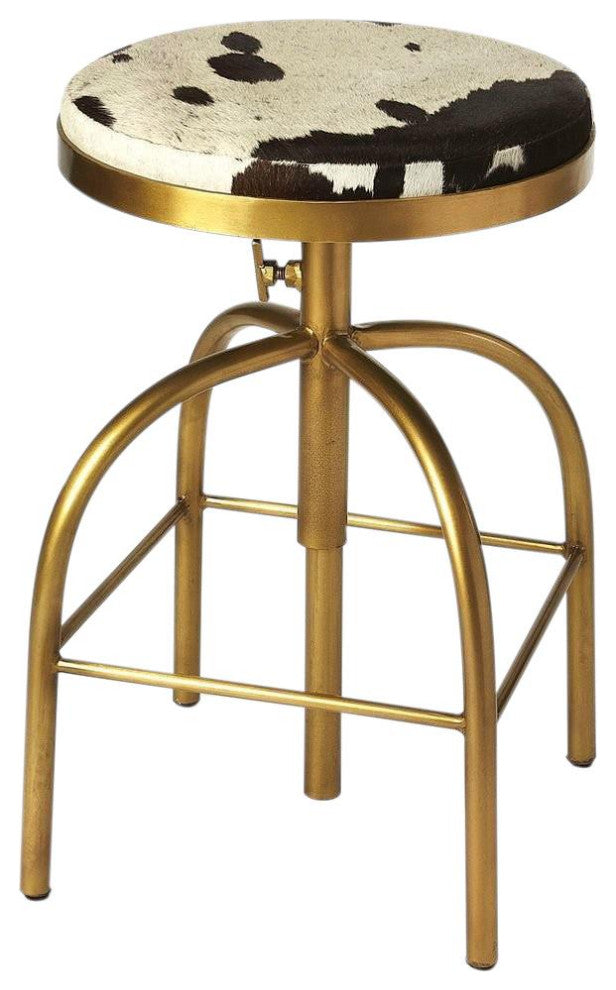 Rustic Gold Iron Adjustable Swivel Barstool