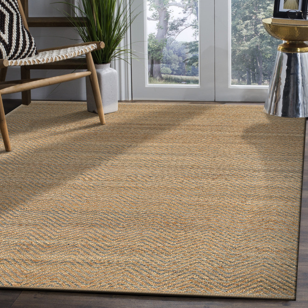 Geometric Gray Organic Jute Area Rug