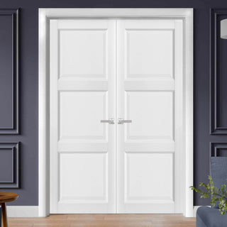 French Double Panel Interior Doors with Hardware|Lucia 2661 White Silk -72x80