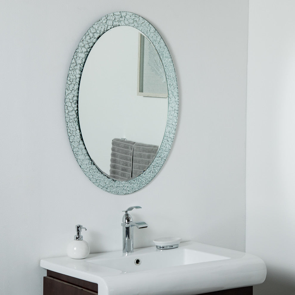 Jewel Oval Frameless Mirror 31.5"x23.6" Oval Wall Mirror