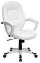 Comfortable Office Chair, Waterfall Faux Leather Seat With Contoured Back, White