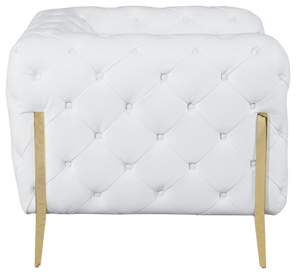 Angelica Italian Leather Accent Chair, White
