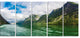 Green Lake Sognefjord Norway, Landscape Canvas Art Print, 60"x28", 5 Panels