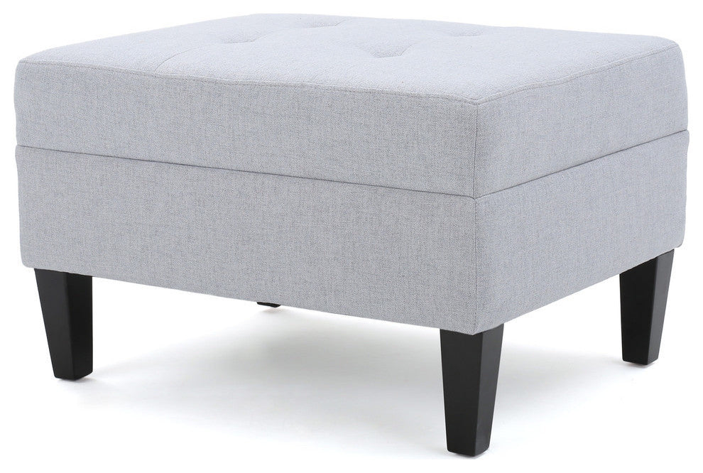 GDF Studio Bridger Mid-Century Tufted Top Cushion Ottoman, Light Gray