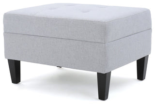 GDF Studio Bridger Mid-Century Tufted Top Cushion Ottoman, Light Gray