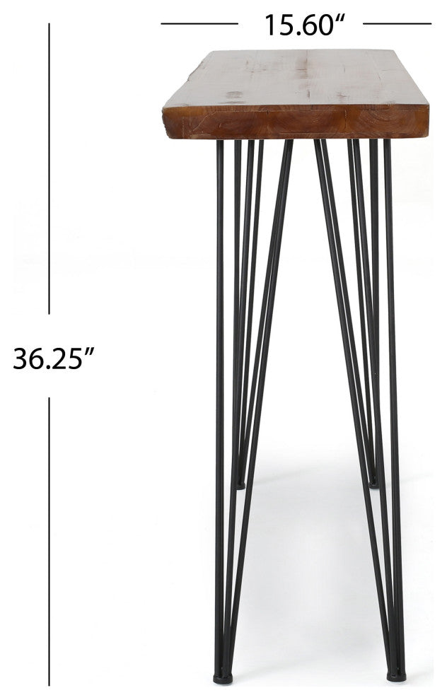 GDF Studio Regent Natural Finish Firwood Faux Live Edge Console Table