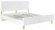 Benzara BM284040 Modern Wood King Bed, Panel Headboard, Chevron, White, Gold