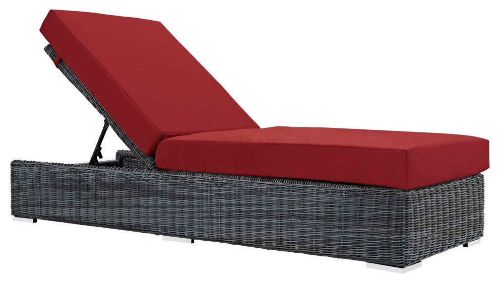 Summon Outdoor Patio Sunbrella Chaise Lounge Canvas Red