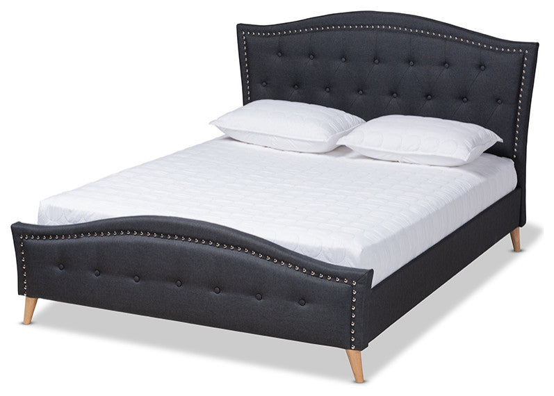 Felisa Modern Charcoal Grey Fabric Upholster Button Tufted King Platform Bed