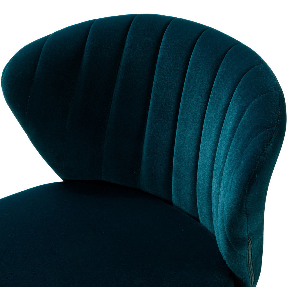 Swivel Task Chair With Tufted Back, Teal