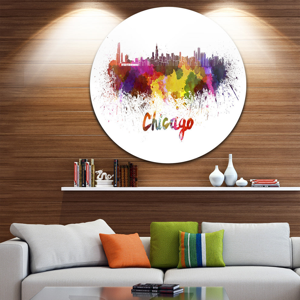 Chicago Skyline, Cityscape Disc Metal Artwork, 23"