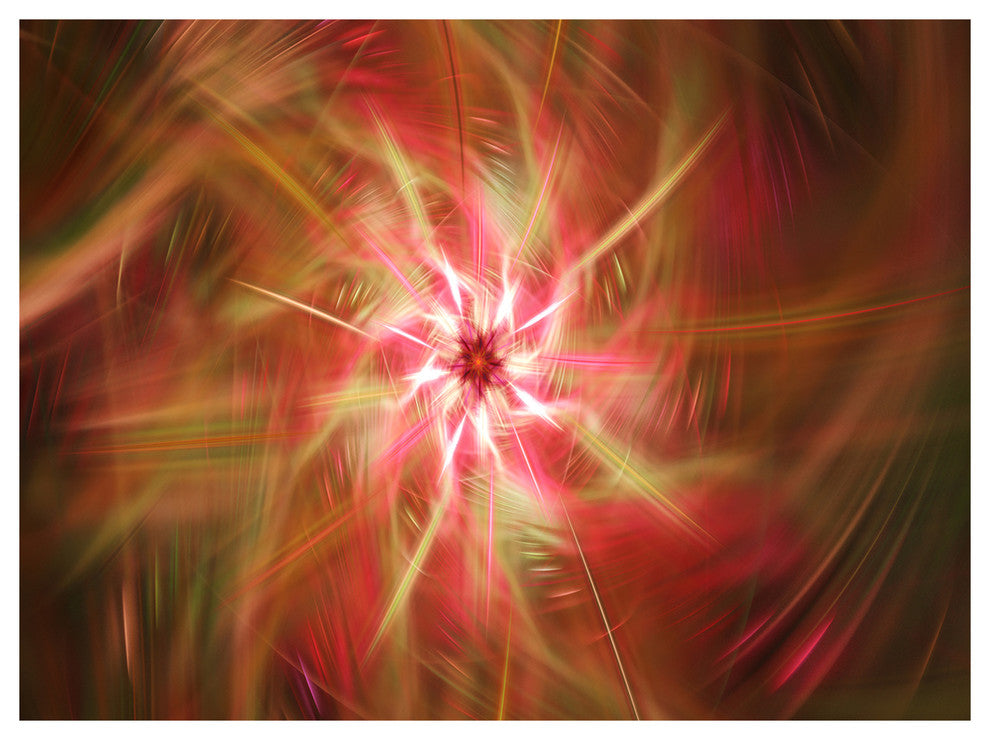 Rotating Brown Bright Fireworks, Floral Canvas Art Print, 40"x30"