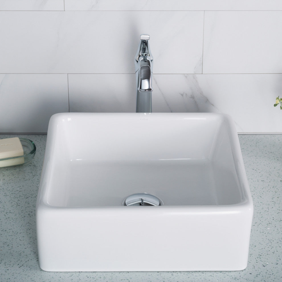 Elavo Ceramic Square Vessel White Sink