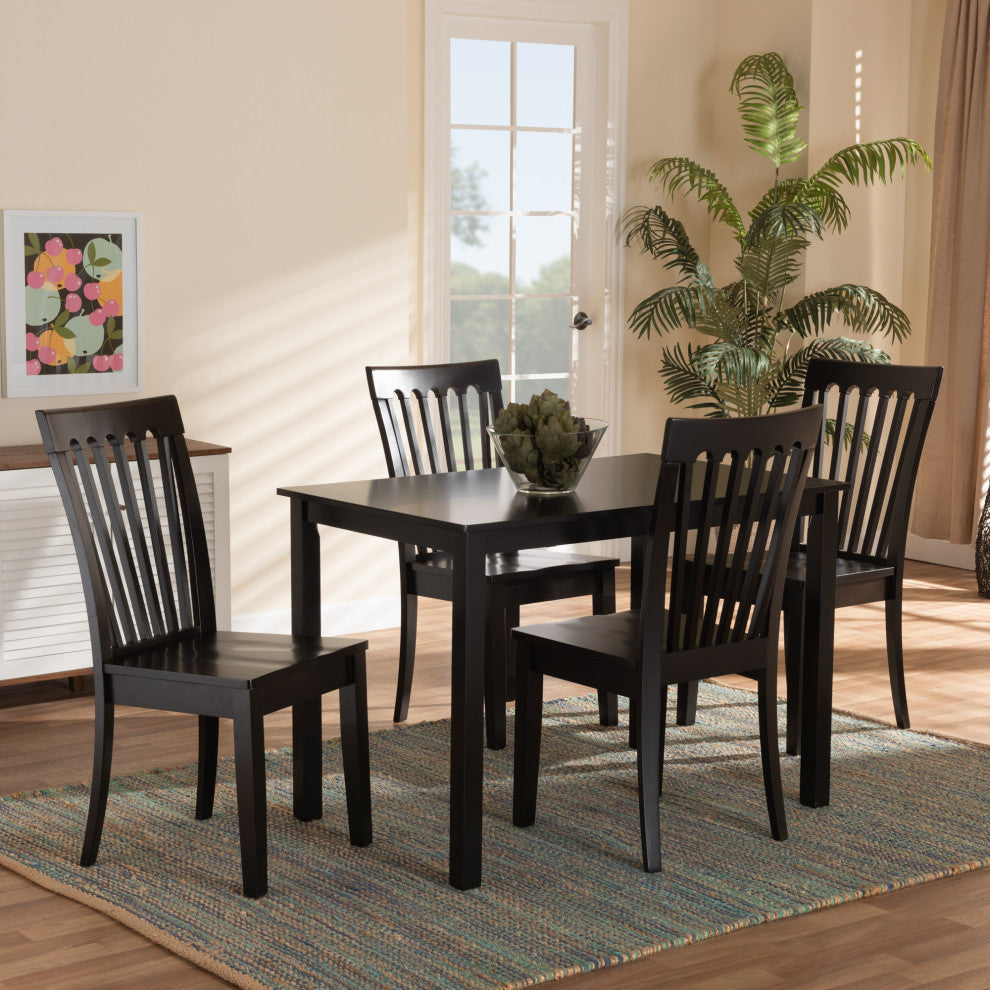 Barton Modern 5-Piece Dinette Set, Dark Brown