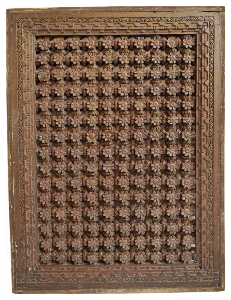 Consigned Carved Flower Pattern Panel