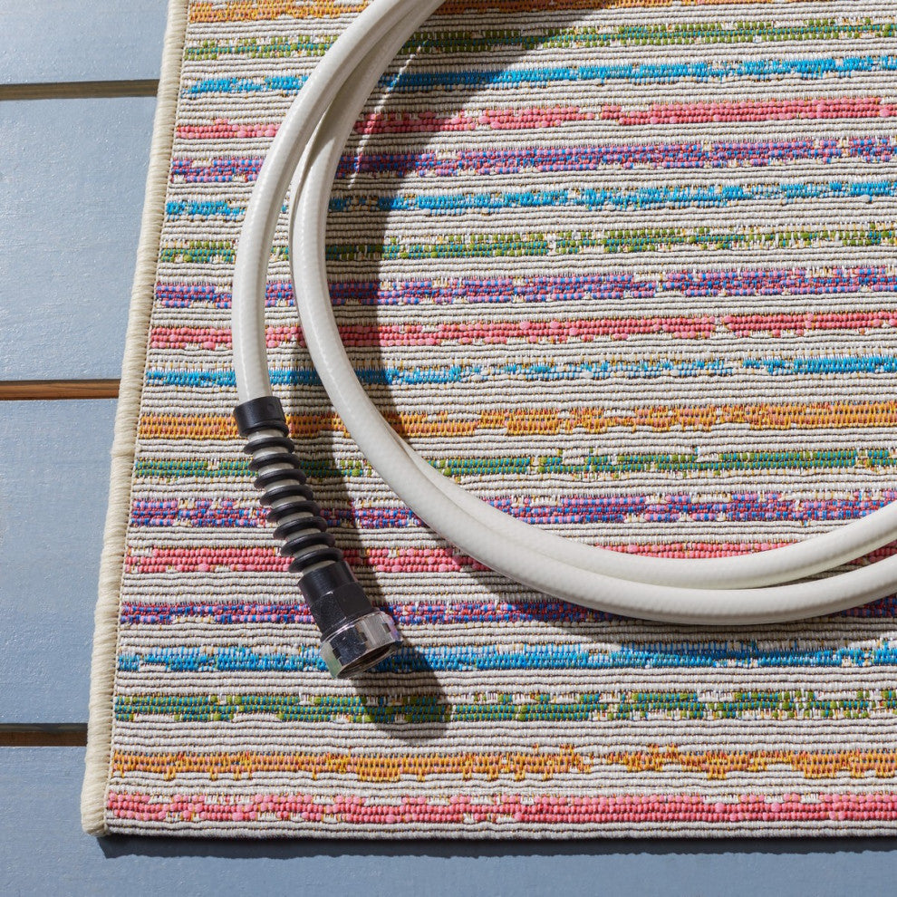 Safavieh Summer Collection Indoor-Outdoor SMR421 Rug, Ivory/Blue, 4'x6'