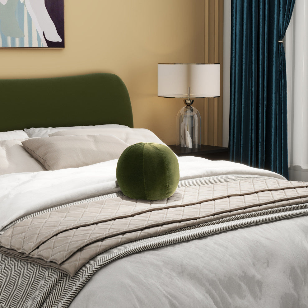 Luna 12" Round Sphere Accent Ball Throw Pillow, Olive Green