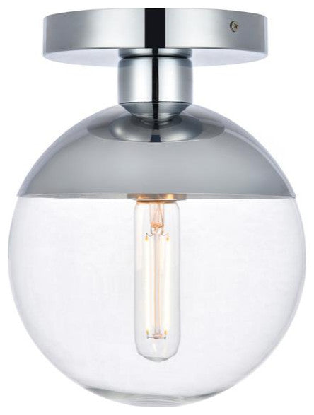 Eclipse 1 Light Chrome Flush Mount With Clear Glass