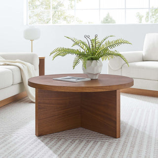 Silas Round Mango Wood Coffee Table - Walnut