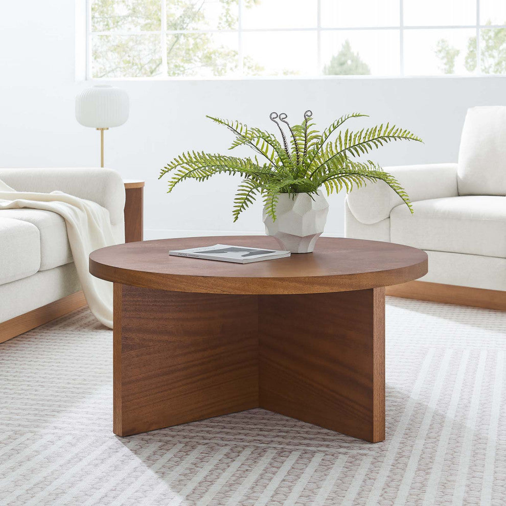 Silas Round Mango Wood Coffee Table - Walnut