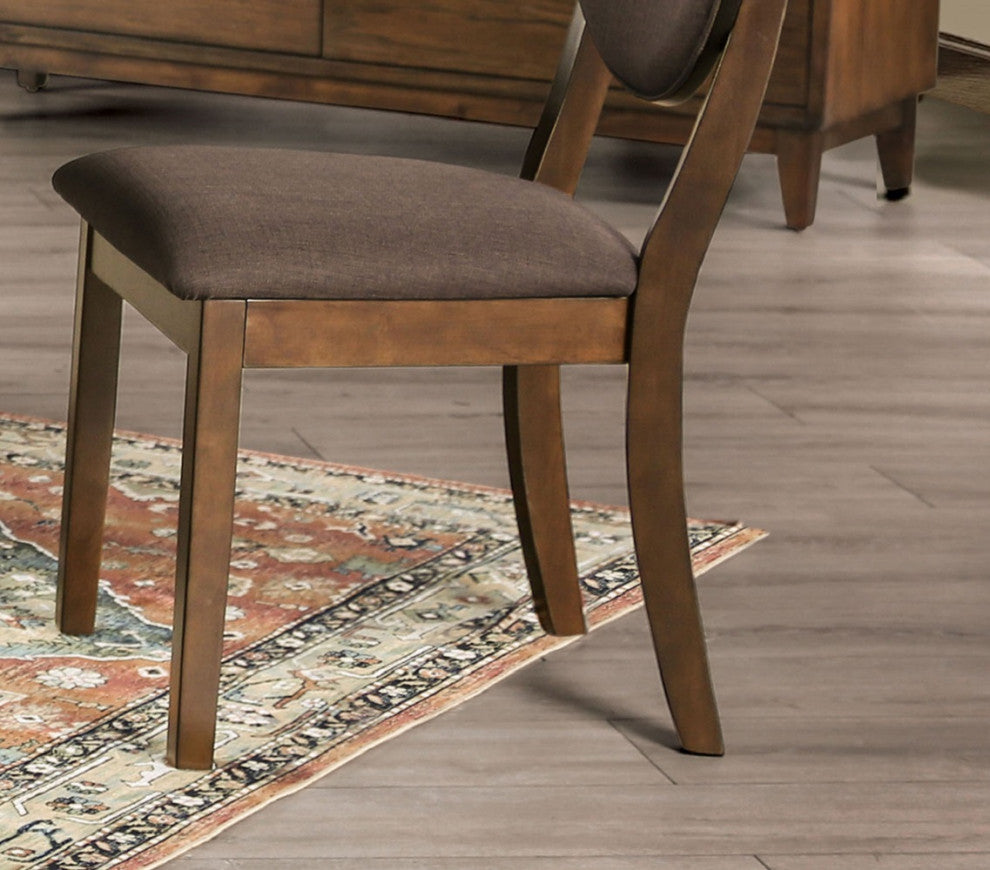 Set of 2 Wooden Dining Chair, Walnut And Dark Chocolate