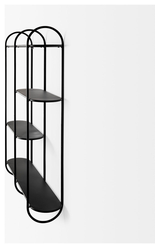 Decimus Black Metal Wall Mounted 3 Tiered Shelving Unit