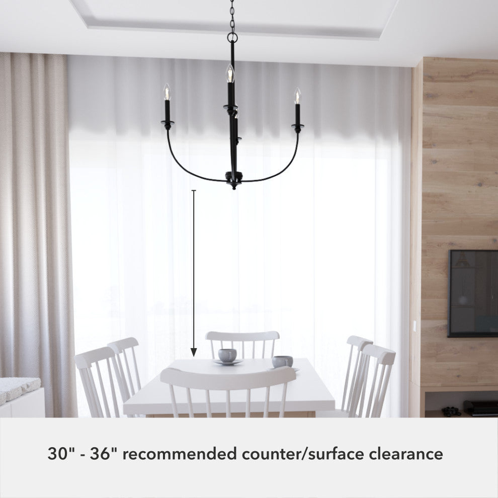 26" Southcrest Flat Matte Black 4 Light Chandelier Light