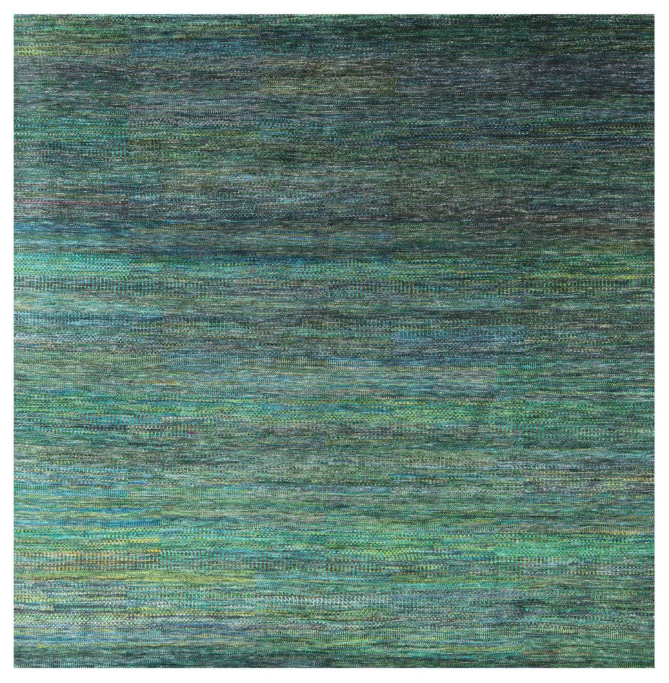 9' Square Hand-Knotted Super Savannah Gabbeh Wool and Silk Rug Q6121