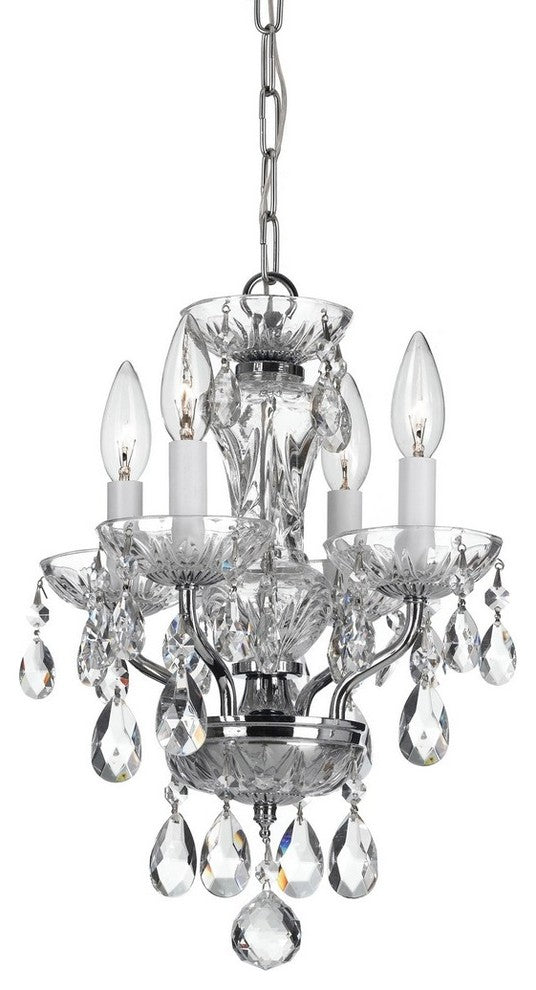 Crystorama 5534-CH-CL-MWP, 4 Light Mini Chandelier - Polished Chrome