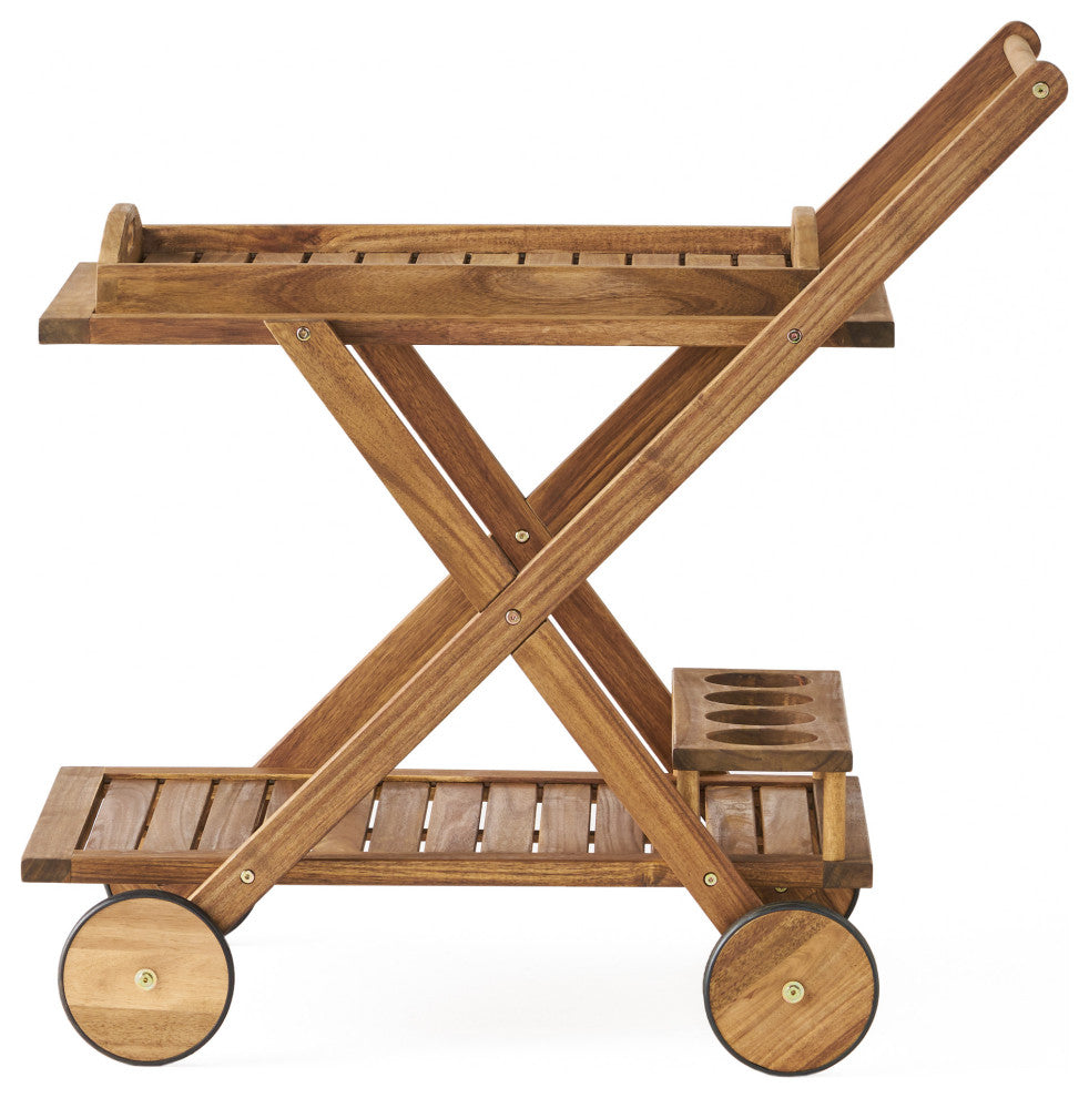 GDF Studio Kadence Solid Wood Natural Stained Kitchen Serving Cart