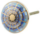 Set of 4 Blue Gold Ceramic Dresser Knobs