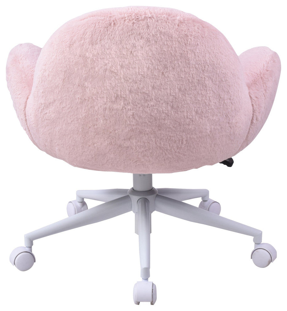 Cloud Tufted Modern Vanity Chair, Pink Faux Fur
