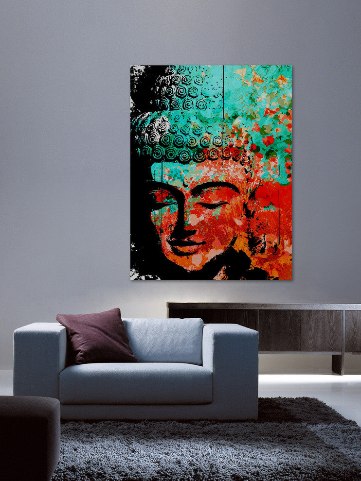 Marmont Hill, "Buddha Green Red" by Rick Martin Painting Wrapped Canvas, 24x29