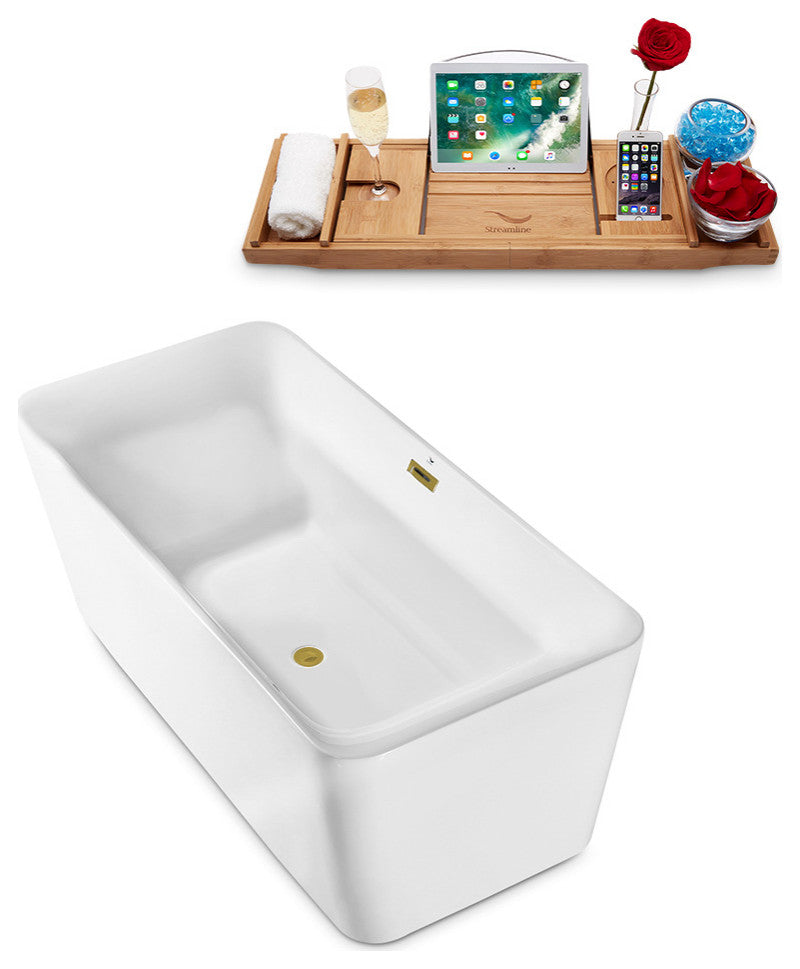 63" Streamline N682BGL Freestanding Tub and Tray With Internal Drain