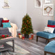 5' Sierra Fir Faux Xmas Tree W/Multicolor Lights & Bendable Branches, Container