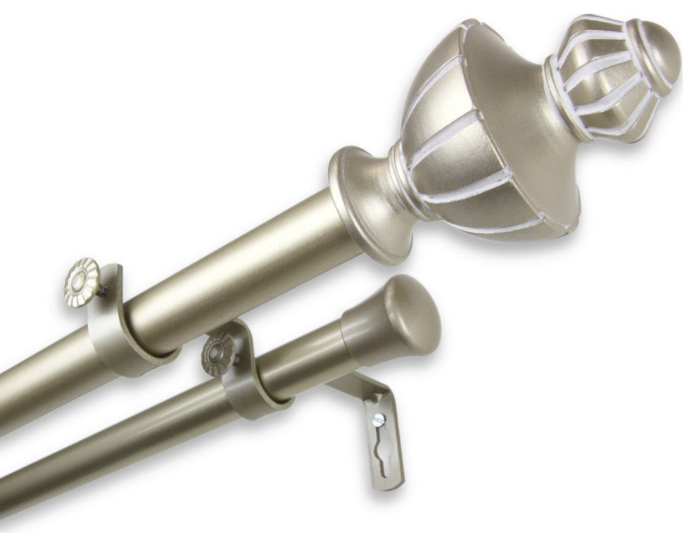 Jacob 1" Double Curtain Rod, Light Gold, 48-84"
