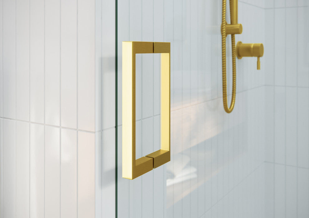 64-68"x78" Frameless Sliding Shower Door With Square Hardware, Satin Brass