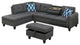 Devion Furniture Polyester Fabric Sectional Sofa with Ottoman-Gray