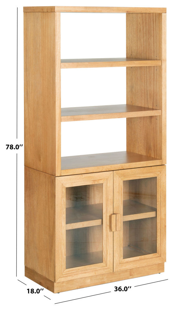 Safavieh Couture Roades Glass Cabinet Bookcase, Natural